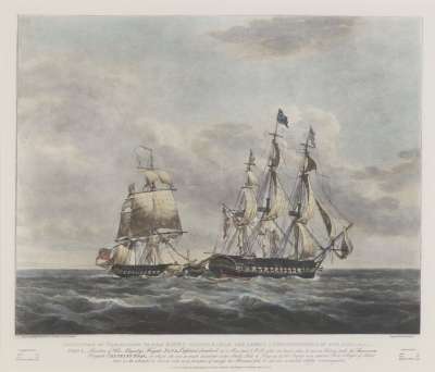 Image of The Engagement between HM Frigate “Java” and the USS “Constitution”, 29 December 1812 [Plate 1]