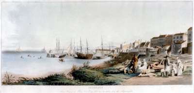 Image of Margate. Inner view of the Pier, Bathing Rooms, &c Taken from the Shipwrights