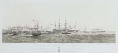 Image of The Naval Review at Spithead.  Her Majesty the Queen Leading the Fleet to Sea