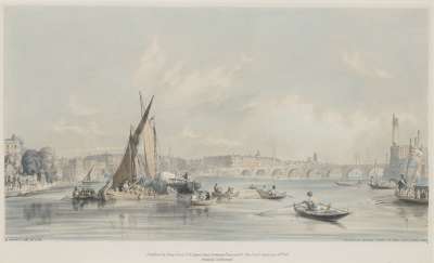 Image of Waterloo Bridge from the West with a Boat Race