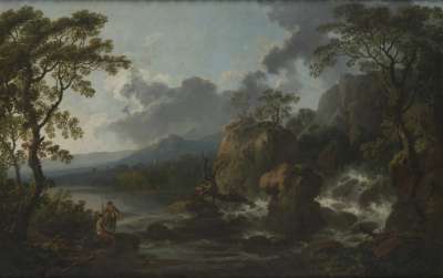 Image of Landscape: Fishermen by a Waterfall