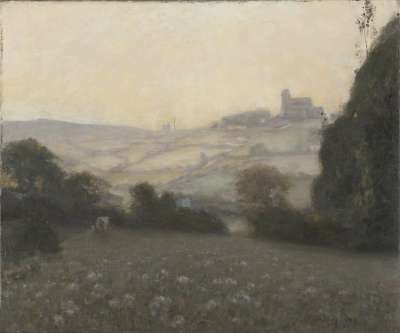 Image of Evening Landscape with Church on a Hill