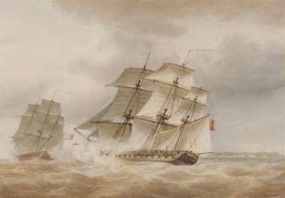 Image of Chase of French Man-o-War by British Man-o-War