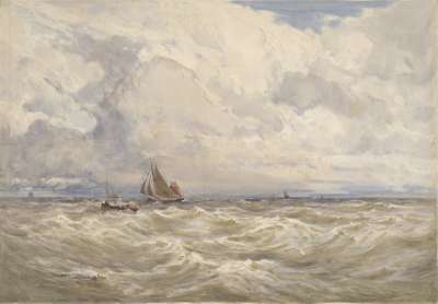 Image of Seascape with Fishing Craft in Squally Weather