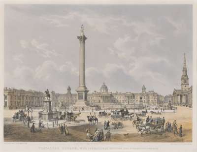 Image of Trafalgar Square, with the National Gallery, and St. Martin’s Church