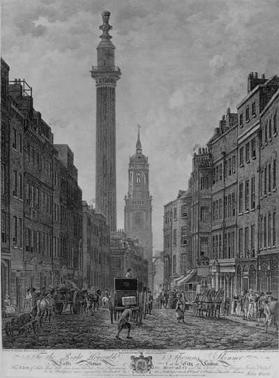 Image of The Monument, Fish St Hill from Gracechurch Street