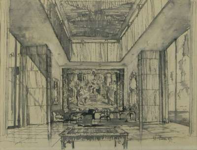 Image of Drawing Room in Pompeian Style for the Ambassador’s Residence, Porta Pia, Rome