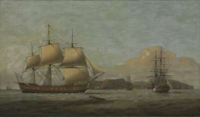 Image of East Indiaman “Admiral Hughes” off Jamestown, St. Helena