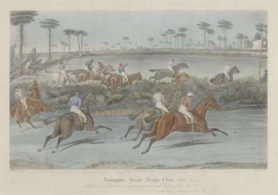 Image of Leamington Grand Steeple Chase, 1837, Third Fence [Plate 2]