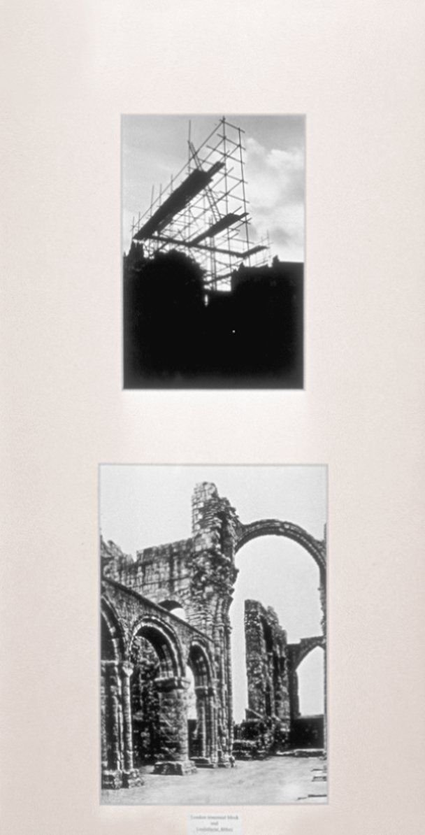 Image of Demolition of an Old London Tenement Block / the Ruins of the Transept Crossing and Choir of Lindisfarne Abbey, Holy Island, Northumberland