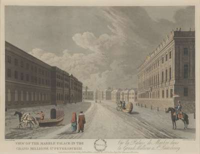 Image of February: View of the Marble Palace in the Grand Millione St. Petersburg / Vue du Palais de Marbre dans la Grand Millione à St. Petersburg