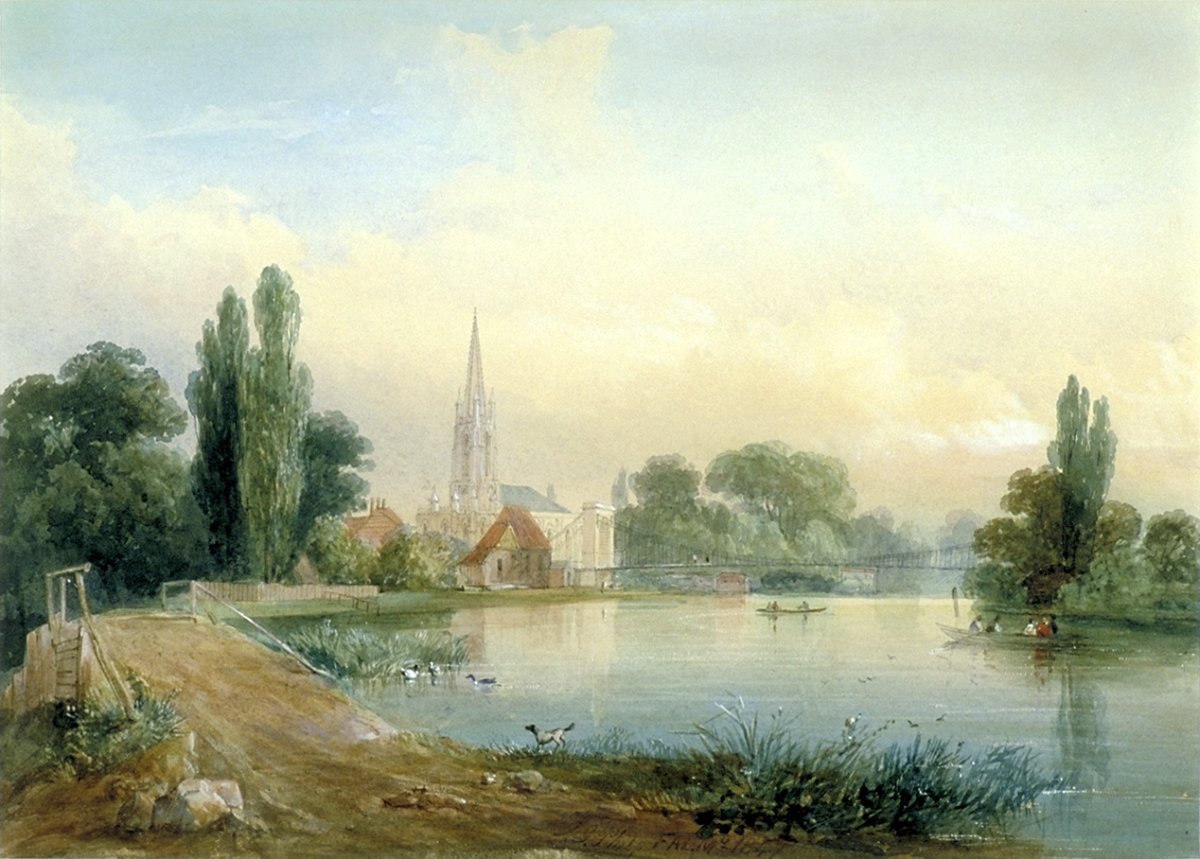 Image of Marlow, The Thames (All Saints Church, Marlow, and Marlow Suspension Bridge)