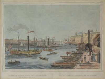 Image of A View of London Bridge and Custom House with the Margate Steam Yachts / Vue du Pont de Londres et de la Douane