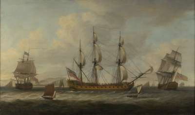 Image of The East Indiaman ‘Francis’ in three positions, off Dover