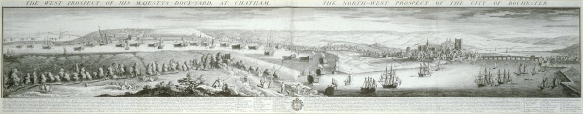 Image of The West Prospect of His Majestys Dock-Yard, at Chatham. The North-West Prospect of the City of Rochester
