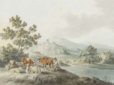 Image of Landscape: River and Cattle