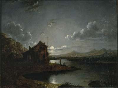 Image of A River Scene with Cottage