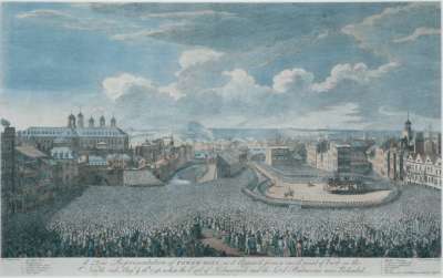 Image of A True Representation of Tower Hill as it Appear’d from a rais’d point of View on the North side, Aug.t ye 18th 1746, when the Earl of Kilmarnock and the Lord Balmerino were Beheaded