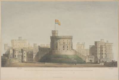 Image of West Front of the Upper Ward of Windsor Castle, as Repaired Altered and Improved in the Reigns of King George IV and Queen Victoria