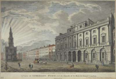Image of Somerset Place and the Church of St. Mary-le-Strand, London