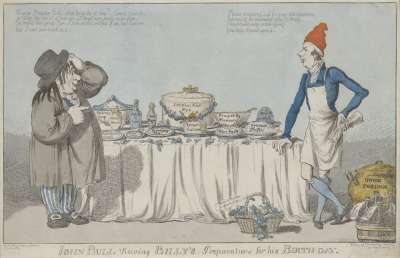 Image of John Bull viewing Billy’s Preparations for his Birthday