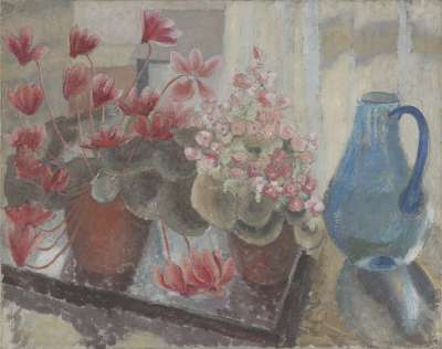 Image of Cyclamen and Blue Jug