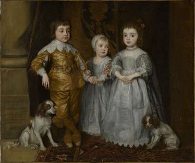 Image of Three Eldest Children of King Charles I in 1635: King Charles II (1630-1685) when Prince of Wales, King James II and VII (1633-1701) when Duke of York, Mary, Princess of Orange (1631-1660)