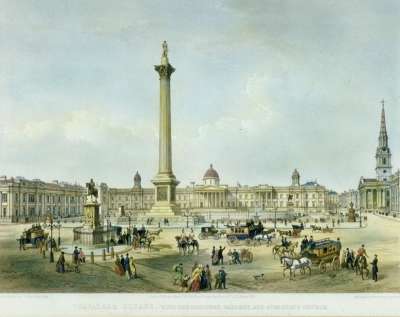 Image of Trafalgar Square, with the National Gallery, and St. Martin’s Church