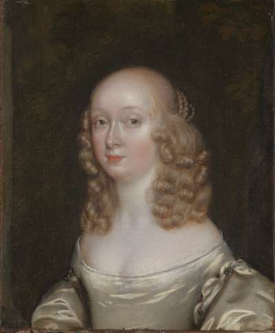 Image of Portrait of a Lady wearing an oyster satin dress