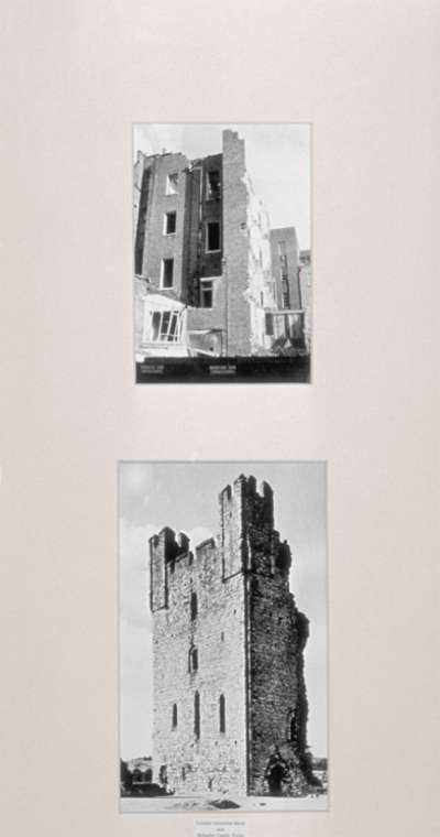 Image of Demolition of an Old London Tenement Block / the Half-Ruined Keep of Helmsley Castle, Yorkshire