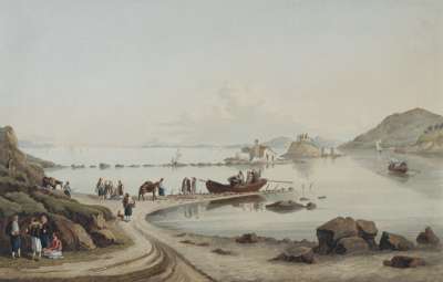 Image of Ferry of Perama, Entrance to the Southern Passage of Corfu, and Homers Island called “The Ship of Ulysses”.