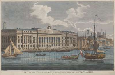 Image of View of New Custom House Taken from River Thames