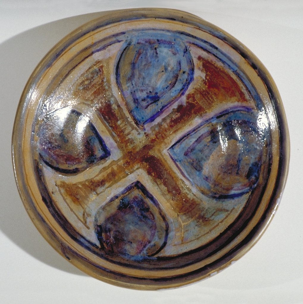 Image of Pottery Dish: Maltese Cross in Lustre Glaze
