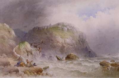 Image of Figures Salvaging a Wreck on a Rocky Coast