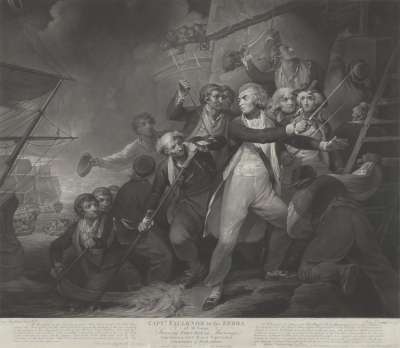 Image of Captain Faulknor in the Zebra of 16 Guns, Storming Fort Royal, Martinique