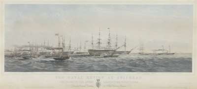 Image of Naval Review at Spithead.  Her Majesty The Queen Leading the Fleet to Sea