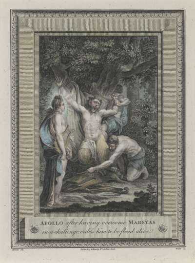 Image of Apollo, having overcome Marsyas in a Challenge, orders him to be Flead Alive