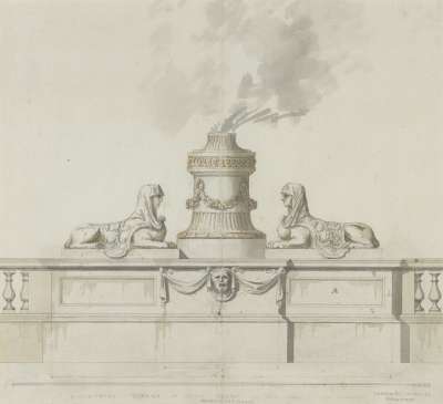 Image of Design for Sacrificial Urn between Sphinxes