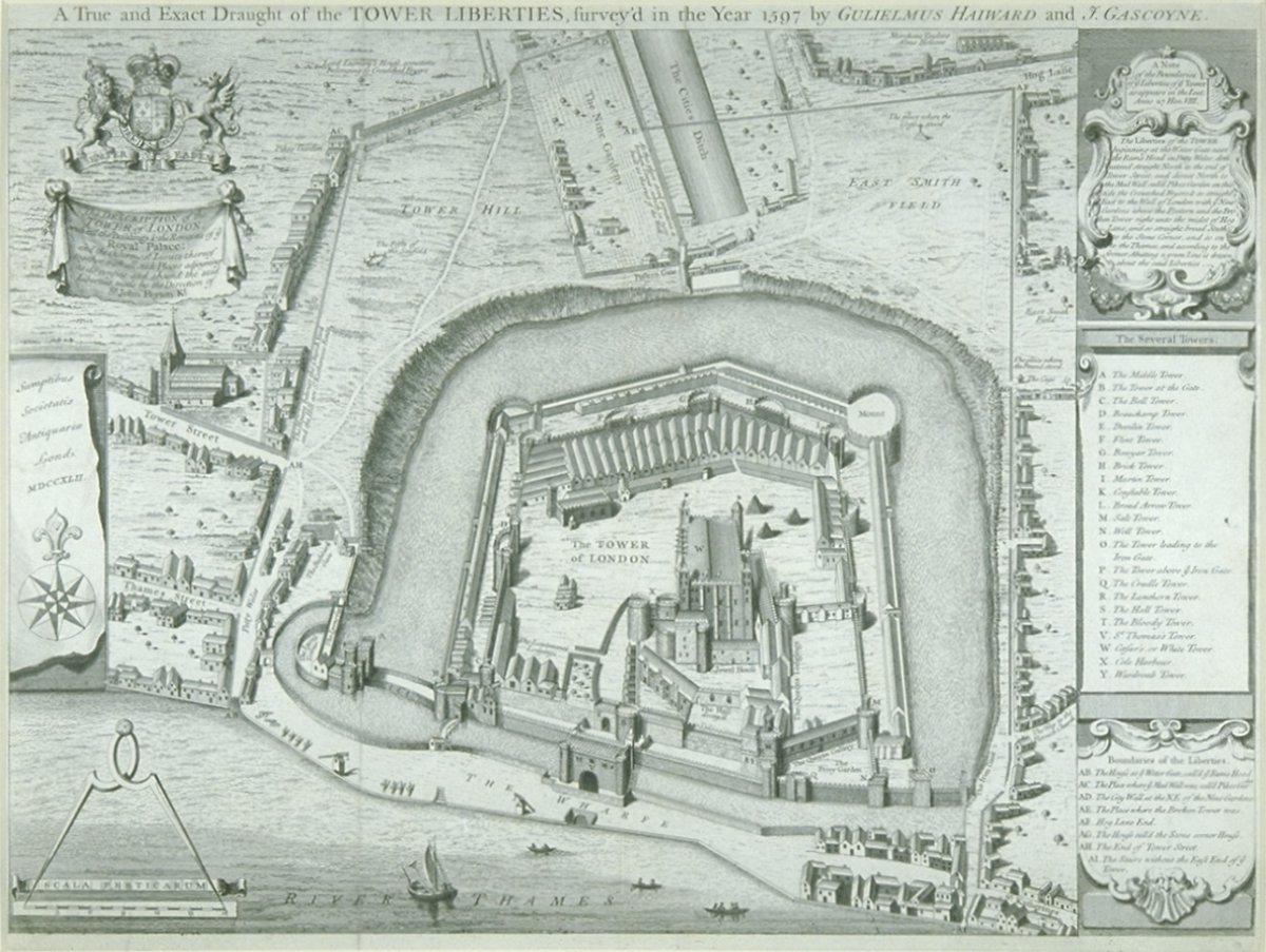 Image of A True & Exact Draught of the Tower Liberties Survey’d in the Year 1597 by Gulielmus Haiward and J Gascoyne