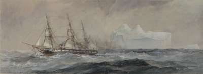 Image of HMS “Galatea” amongst Icebergs in the Southern Ocean, 23 April 1868