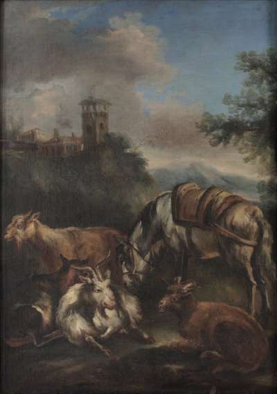 Image of Horse and Goats