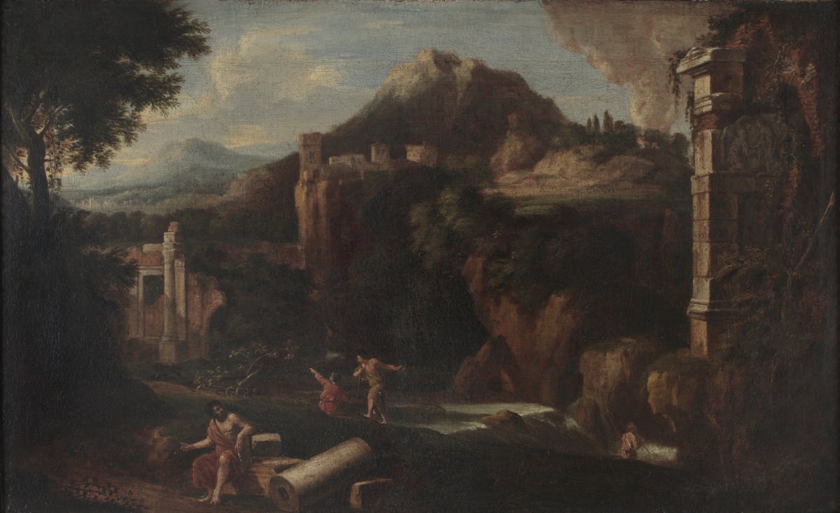 Image of Landscape with Classical Ruins and Figures