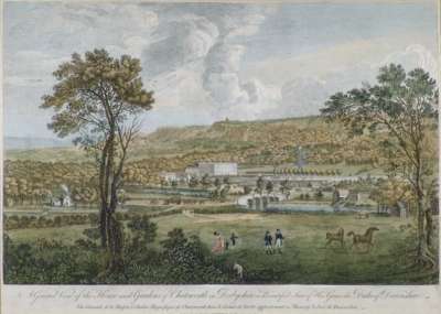 Image of A General View of the House and Gardens of Chatsworth in Derbyshire, a Beautiful Seat of His Grace the Duke of Devonshire