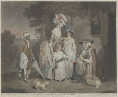 Image of A Lady and her Children Relieving a Cottager