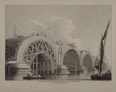Image of Part of the Bridge at Blackfriars, as it was in July 1766