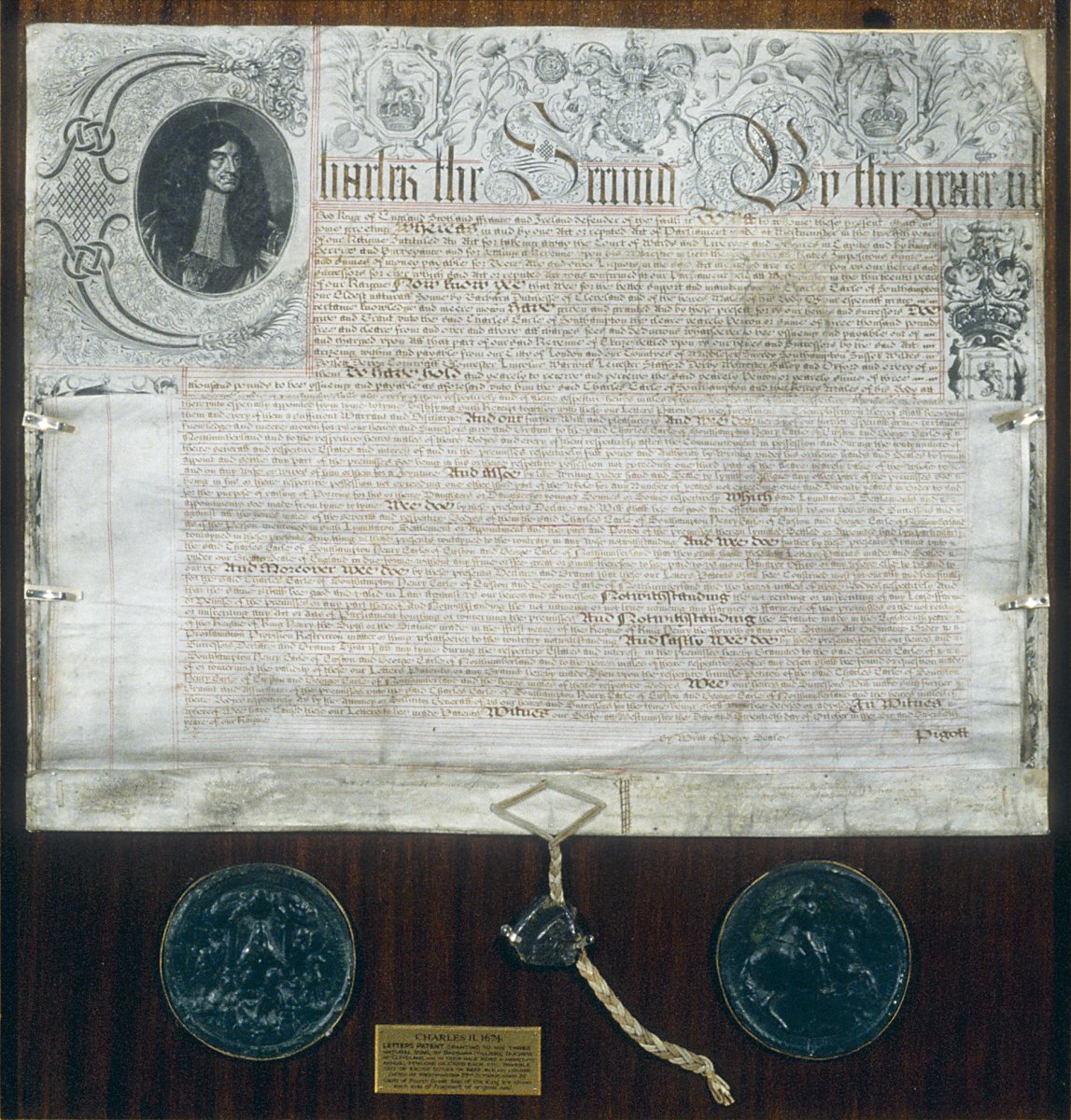 Image of Letters Patent of 1674 [whereby King Charles II grants a pension of £3,000 each per annum to his three sons by the Duchess of Cleveland, payable from Excise duties]
