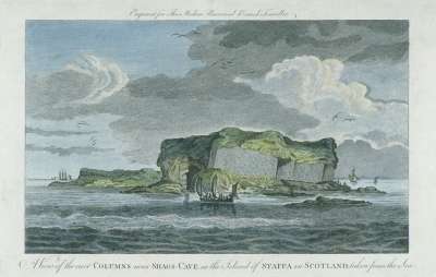 Image of View of the Erect Columns near Shags Cave in the Island of Staffa in Scotland, taken from the Sea