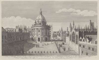 Image of View of Ratcliff’s Library in the City of Oxford, with All Souls’ College on the Right and Brasenose College on the Left / Vue de la Bibliotheque de Ratcliff dans la Ville d’Oxford, ayant le College des Morts a droite & celui de Brazen-nose a Gauche