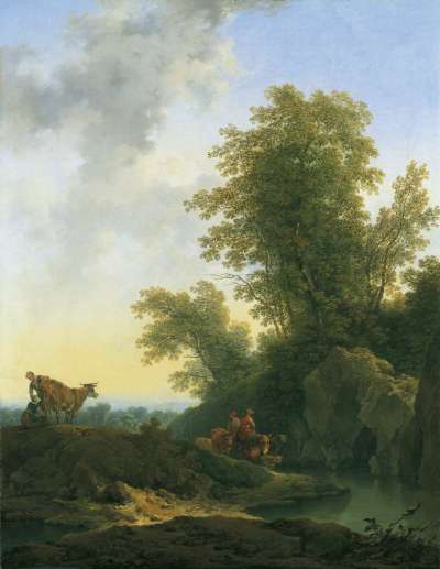Image of Landscape with Figures and a Cow