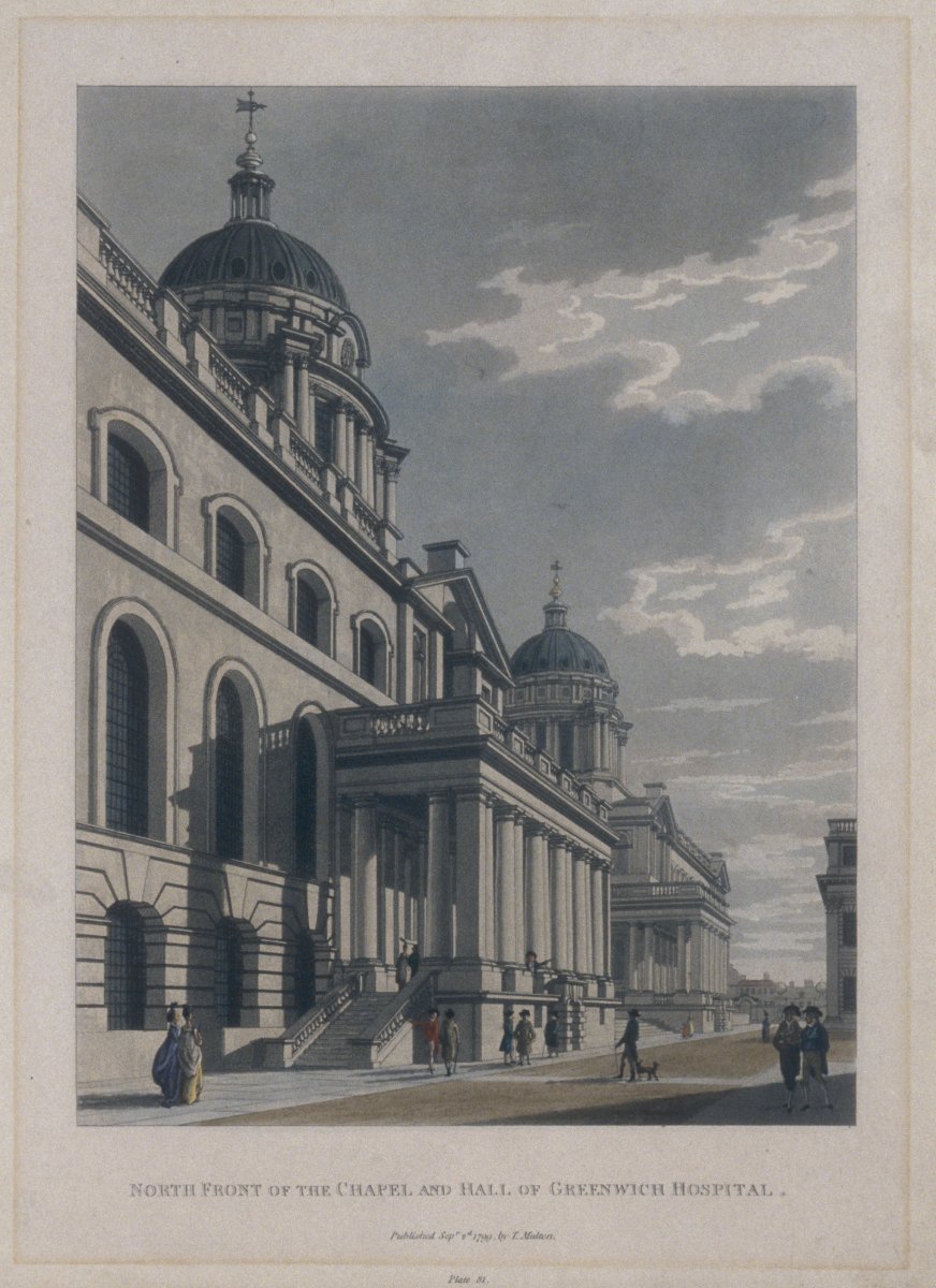 Image of North Front of the Chapel and Hall of Greenwich Hospital